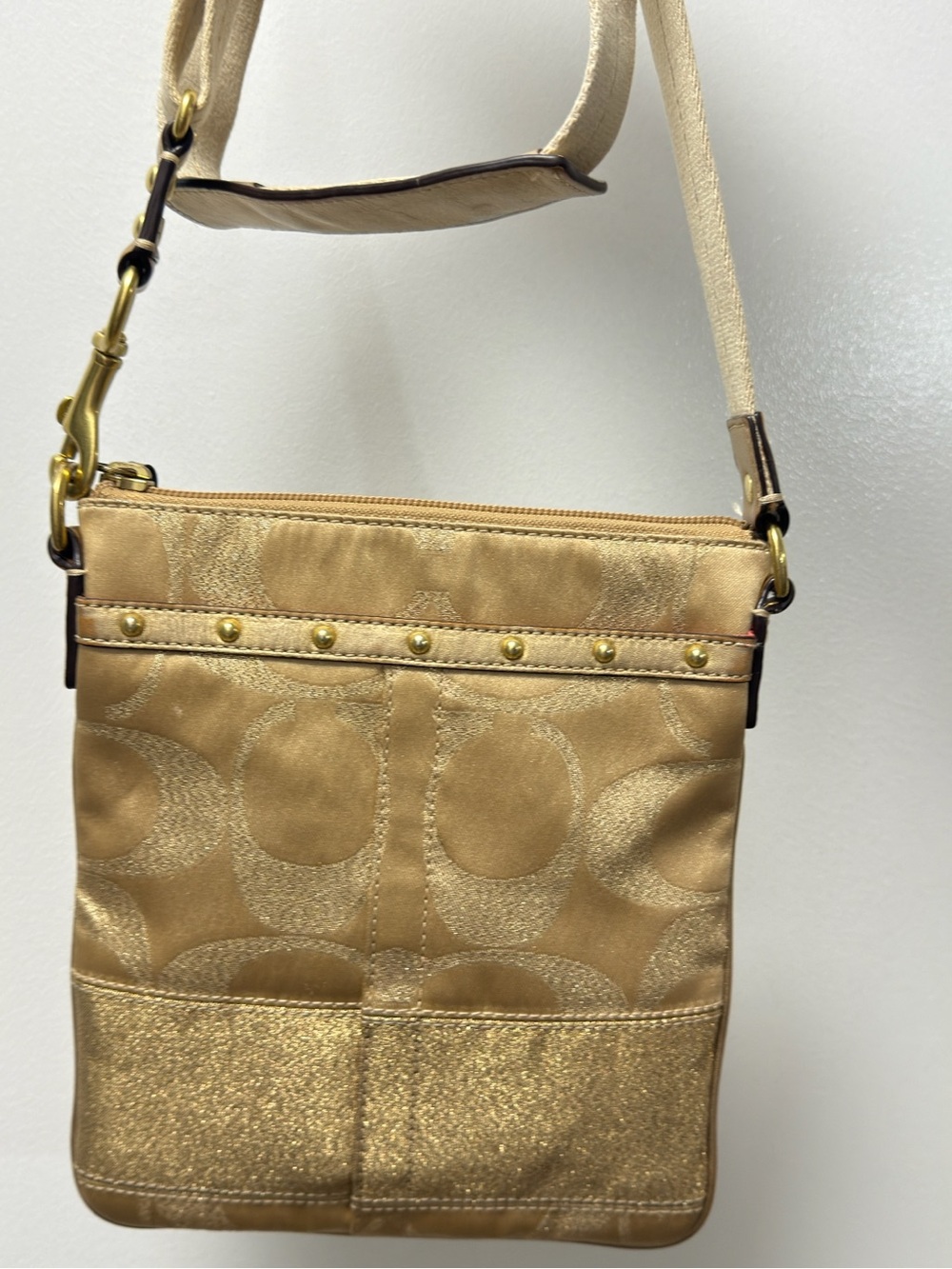 Y2K Coach Gold Signature Crossbody Bag